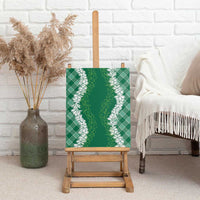 Hawaii Aloha Plumeria Lei Green Palaka Canvas Wall Art - Polynesian Pride