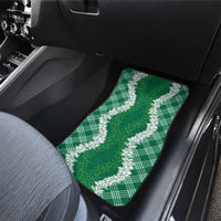 Hawaii Aloha Plumeria Lei Green Palaka Car Mats - Polynesian Pride