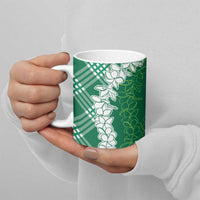 Hawaii Aloha Plumeria Lei Green Palaka Ceramic Mug - Polynesian Pride