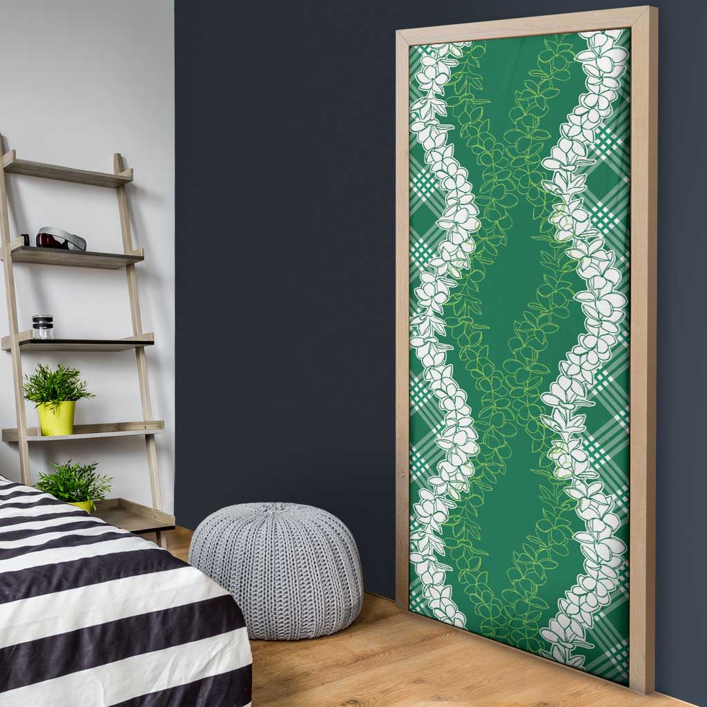 Hawaii Aloha Plumeria Lei Green Palaka Door Cover - Polynesian Pride