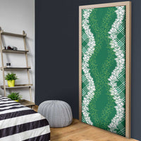 Hawaii Aloha Plumeria Lei Green Palaka Door Cover - Polynesian Pride