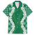 Hawaii Aloha Plumeria Lei Green Palaka Family Matching Off Shoulder Maxi Dress and Hawaiian Shirt - Polynesian Pride