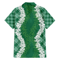 Hawaii Aloha Plumeria Lei Green Palaka Family Matching Tank Maxi Dress and Hawaiian Shirt - Polynesian Pride