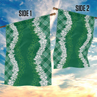 Hawaii Aloha Plumeria Lei Green Palaka Garden Flag - Polynesian Pride