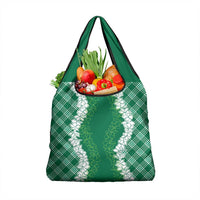 Hawaii Aloha Plumeria Lei Green Palaka Grocery Bag - Polynesian Pride