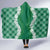 Hawaii Aloha Plumeria Lei Green Palaka Hooded Blanket - Polynesian Pride