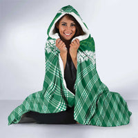 Hawaii Aloha Plumeria Lei Green Palaka Hooded Blanket - Polynesian Pride