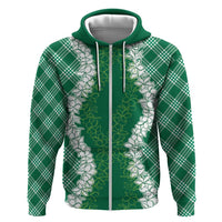 Hawaii Aloha Plumeria Lei Green Palaka Hoodie - Polynesian Pride
