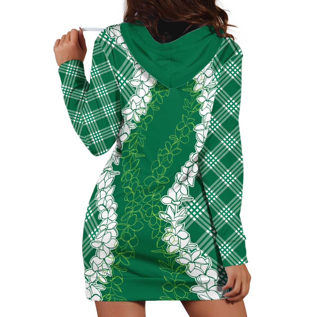 Hawaii Aloha Plumeria Lei Green Palaka Hoodie Dress - Polynesian Pride