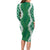 Hawaii Aloha Plumeria Lei Green Palaka Long Sleeve Bodycon Dress - Polynesian Pride