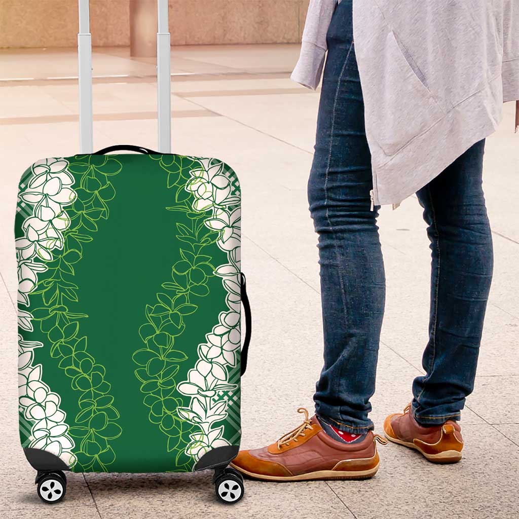 Hawaii Aloha Plumeria Lei Green Palaka Luggage Cover - Polynesian Pride