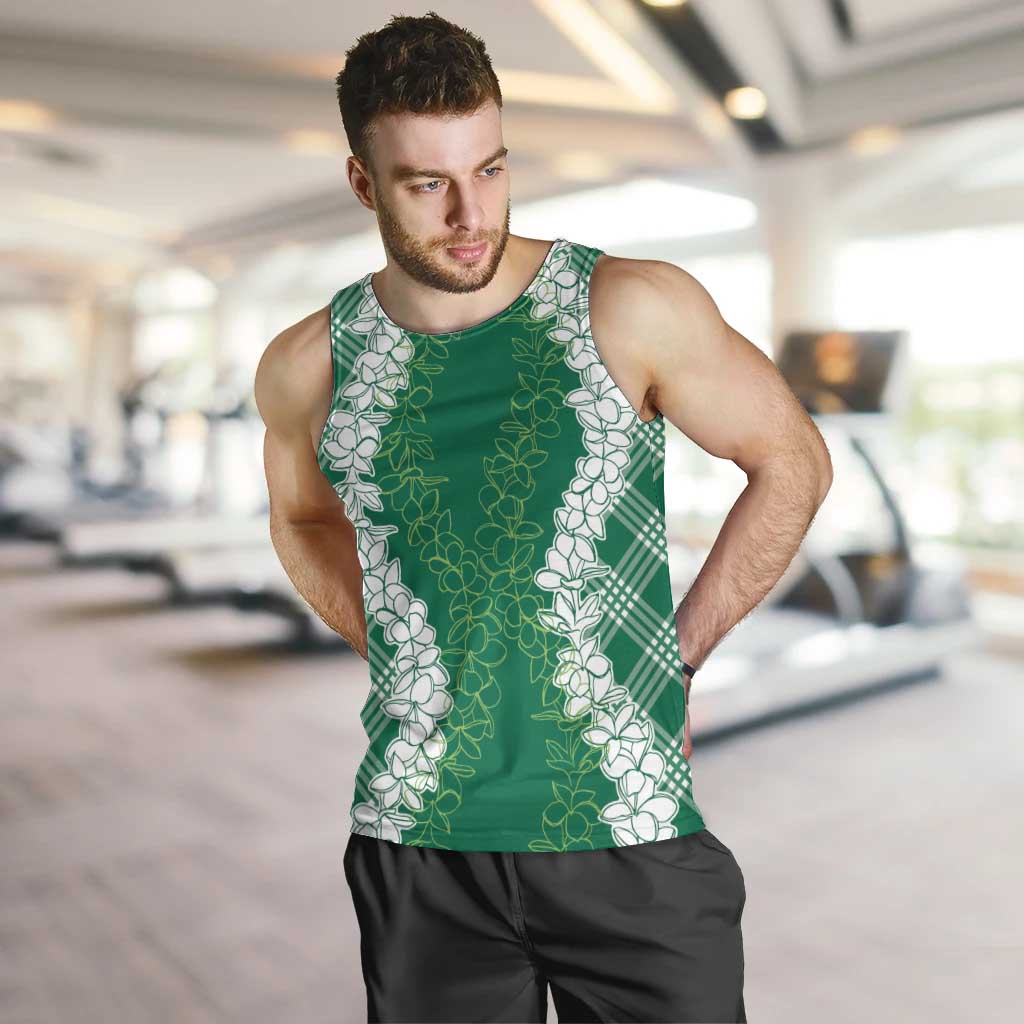 Hawaii Aloha Plumeria Lei Green Palaka Men Tank Top LT7 Green - Polynesian Pride