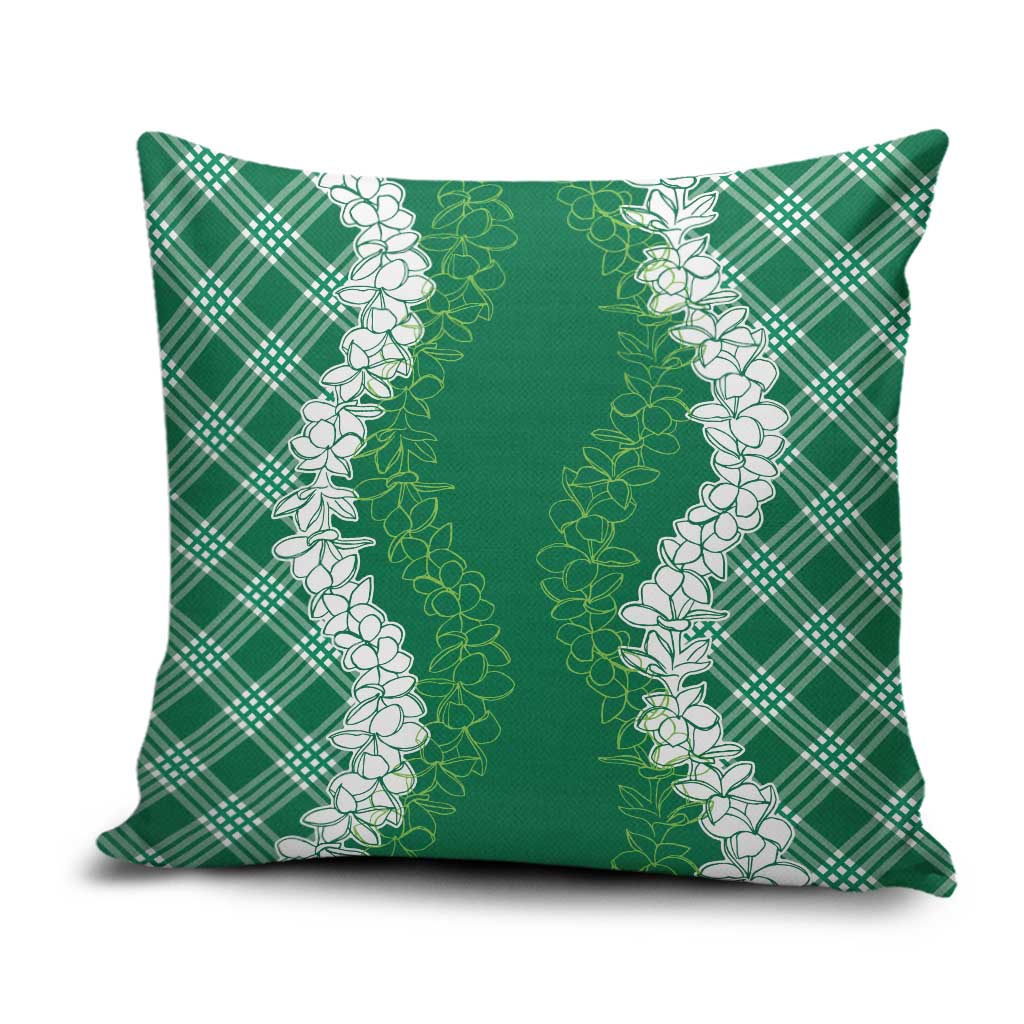 Hawaii Aloha Plumeria Lei Green Palaka Pillow Cover - Polynesian Pride