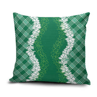 Hawaii Aloha Plumeria Lei Green Palaka Pillow Cover - Polynesian Pride