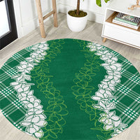 Hawaii Aloha Plumeria Lei Green Palaka Round Carpet LT7 Green - Polynesian Pride