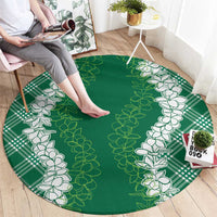 Hawaii Aloha Plumeria Lei Green Palaka Round Carpet LT7 - Polynesian Pride