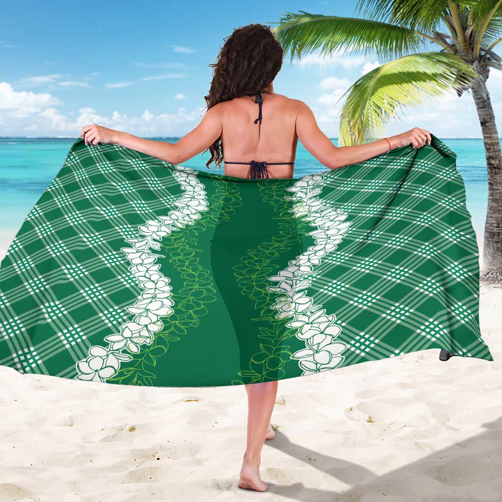 Hawaii Aloha Plumeria Lei Green Palaka Sarong - Polynesian Pride