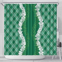 Hawaii Aloha Plumeria Lei Green Palaka Shower Curtain - Polynesian Pride