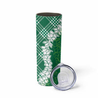 Hawaii Aloha Plumeria Lei Green Palaka Skinny Tumbler - Polynesian Pride