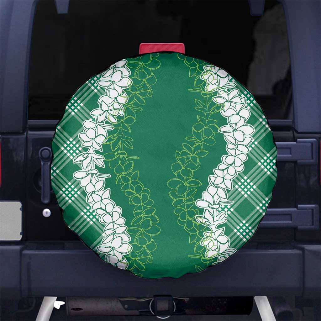 Hawaii Aloha Plumeria Lei Green Palaka Spare Tire Cover - Polynesian Pride