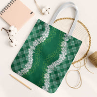 Hawaii Aloha Plumeria Lei Green Palaka Tote Bag - Polynesian Pride