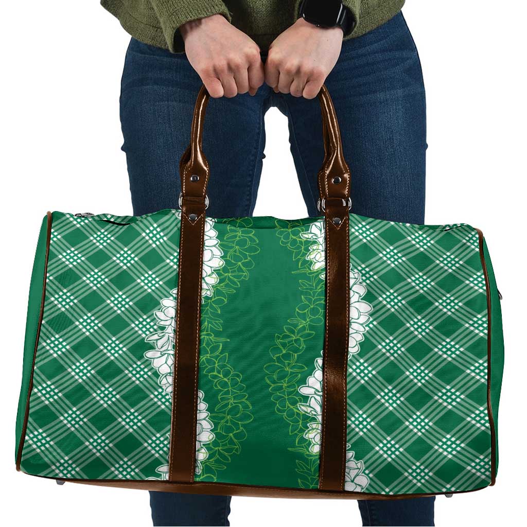 Hawaii Aloha Plumeria Lei Green Palaka Travel Bag - Polynesian Pride