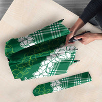 Hawaii Aloha Plumeria Lei Green Palaka Umbrella - Polynesian Pride