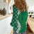 Hawaii Aloha Plumeria Lei Green Palaka Women Casual Shirt - Polynesian Pride
