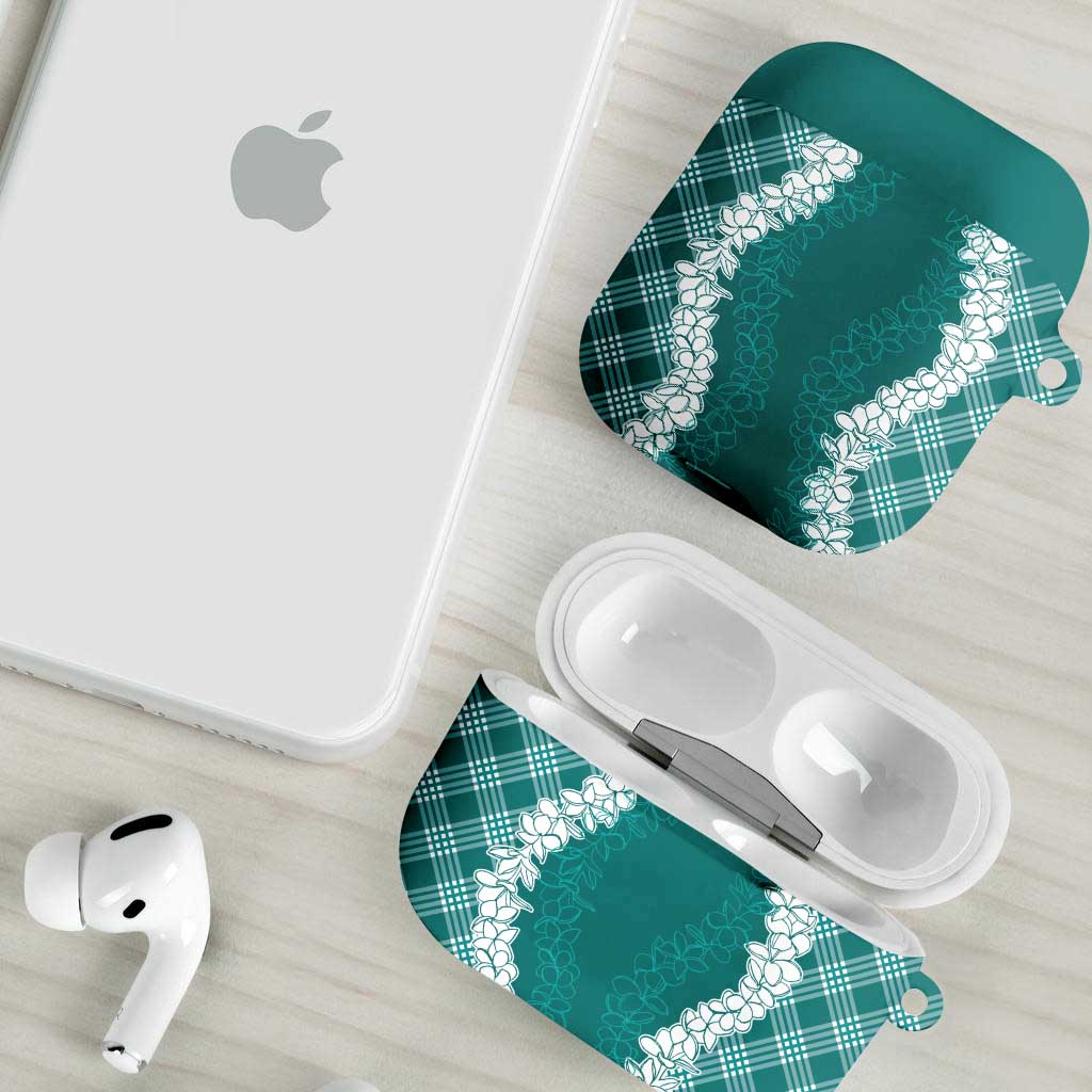 Hawaii Aloha Plumeria Lei Teal Palaka AirPods Case - Polynesian Pride