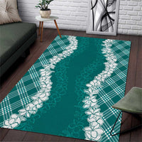 Hawaii Aloha Plumeria Lei Teal Palaka Area Rug - Polynesian Pride