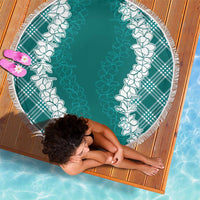 Hawaii Aloha Plumeria Lei Teal Palaka Beach Blanket - Polynesian Pride