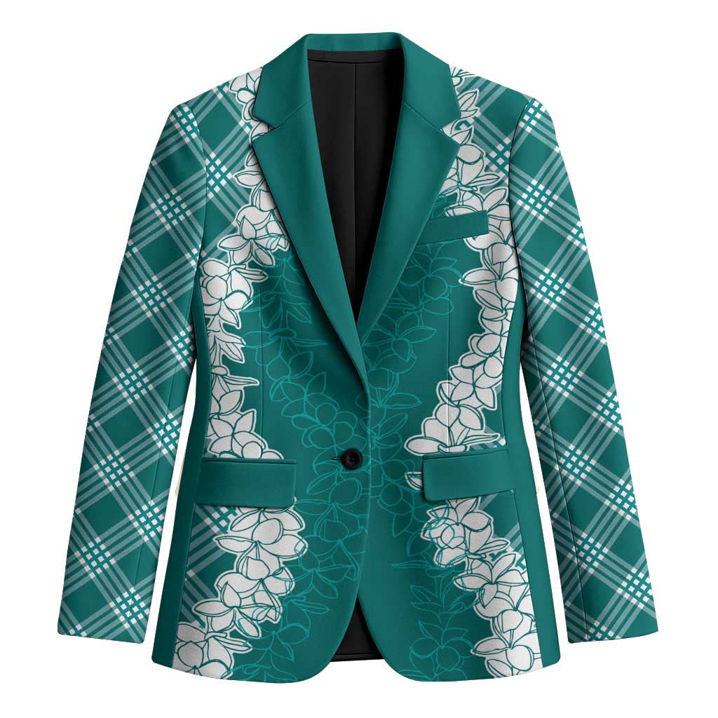 Hawaii Aloha Plumeria Lei Teal Palaka Blazer - Polynesian Pride