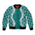 Hawaii Aloha Plumeria Lei Teal Palaka Bomber Jacket - Polynesian Pride