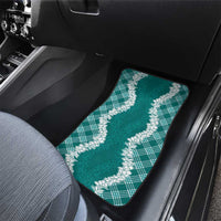 Hawaii Aloha Plumeria Lei Teal Palaka Car Mats - Polynesian Pride