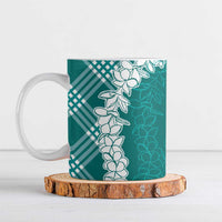Hawaii Aloha Plumeria Lei Teal Palaka Ceramic Mug - Polynesian Pride