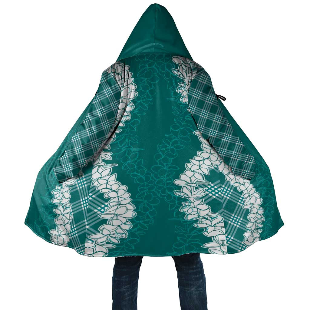 Hawaii Aloha Plumeria Lei Teal Palaka Cloak - Polynesian Pride