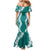 Hawaii Aloha Plumeria Lei Teal Palaka Family Matching Mermaid Dress and Hawaiian Shirt - Polynesian Pride