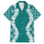 Hawaii Aloha Plumeria Lei Teal Palaka Family Matching Short Sleeve Bodycon Dress and Hawaiian Shirt - Polynesian Pride