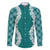 Hawaii Aloha Plumeria Lei Teal Palaka Family Matching Short Sleeve Bodycon Dress and Hawaiian Shirt - Polynesian Pride
