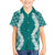 Hawaii Aloha Plumeria Lei Teal Palaka Family Matching Short Sleeve Bodycon Dress and Hawaiian Shirt - Polynesian Pride