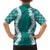 Hawaii Aloha Plumeria Lei Teal Palaka Family Matching Summer Maxi Dress and Hawaiian Shirt - Polynesian Pride