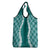 Hawaii Aloha Plumeria Lei Teal Palaka Grocery Bag - Polynesian Pride