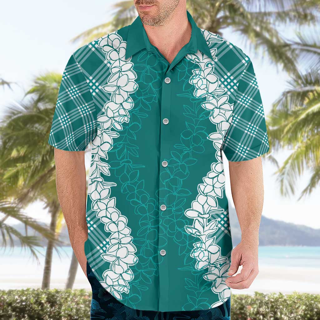 Hawaii Aloha Plumeria Lei Teal Palaka Hawaiian Shirt - Polynesian Pride