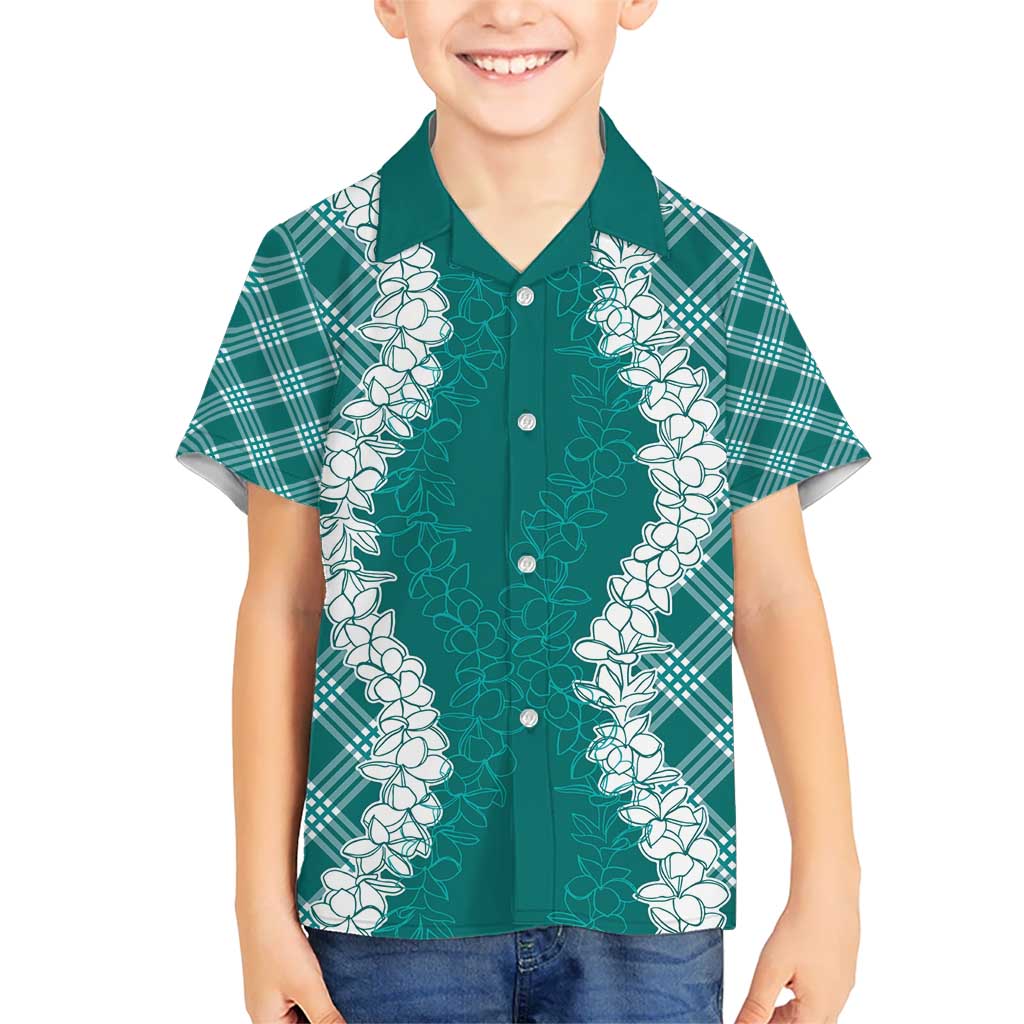 Hawaii Aloha Plumeria Lei Teal Palaka Hawaiian Shirt - Polynesian Pride