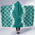 Hawaii Aloha Plumeria Lei Teal Palaka Hooded Blanket - Polynesian Pride