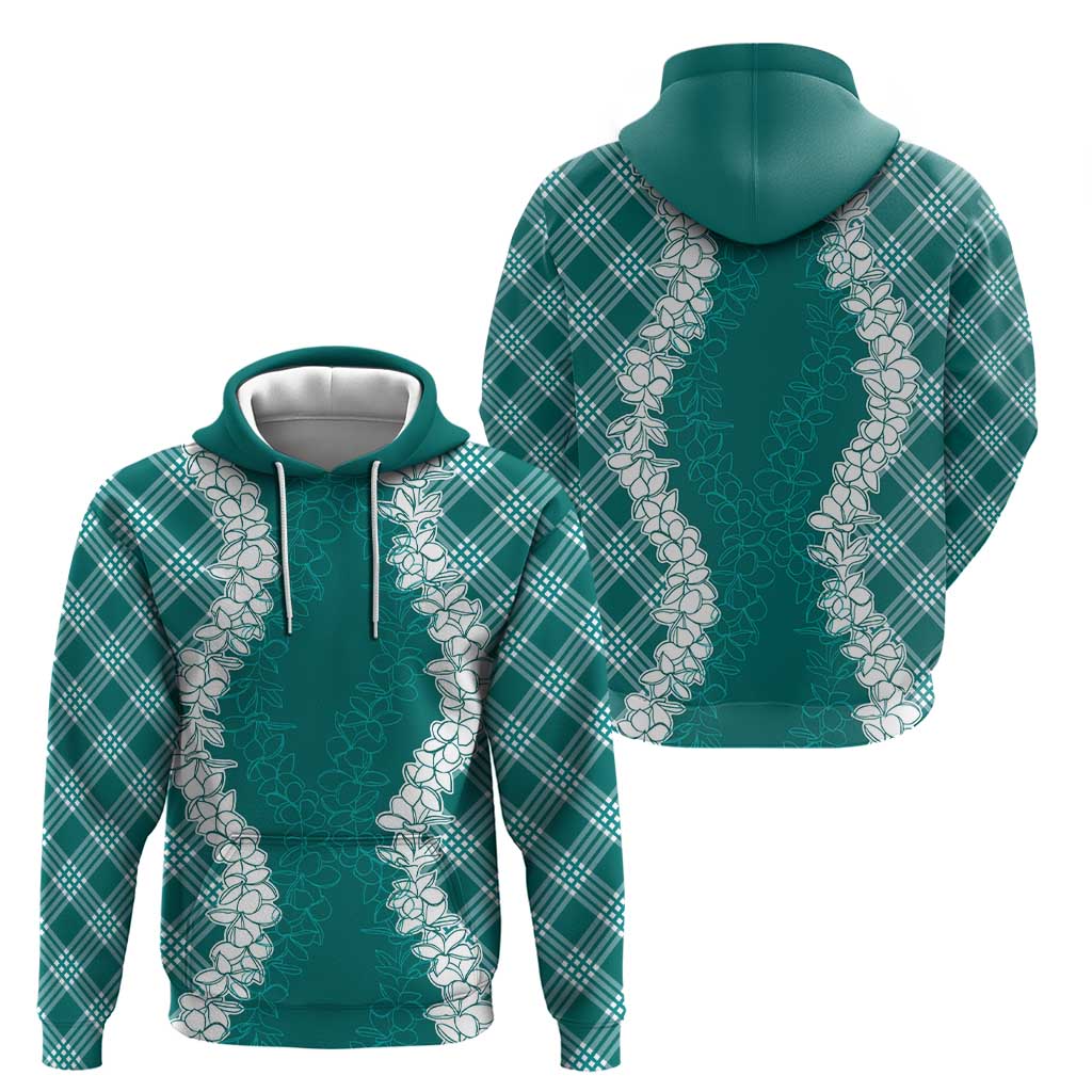 Hawaii Aloha Plumeria Lei Teal Palaka Hoodie - Polynesian Pride