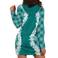 Hawaii Aloha Plumeria Lei Teal Palaka Hoodie Dress - Polynesian Pride