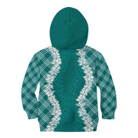 Hawaii Aloha Plumeria Lei Teal Palaka Kid Hoodie - Polynesian Pride