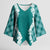 Hawaii Aloha Plumeria Lei Teal Palaka Kimono Sleeve Blouse - Polynesian Pride
