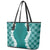 Hawaii Aloha Plumeria Lei Teal Palaka Leather Tote Bag - Polynesian Pride